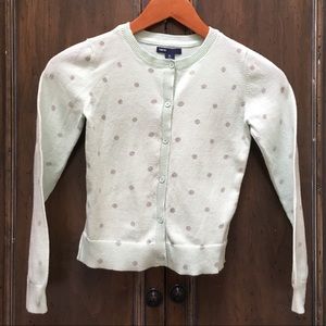 GAP Girls Mint w/Grey Polka Dot Cardigan Sweater